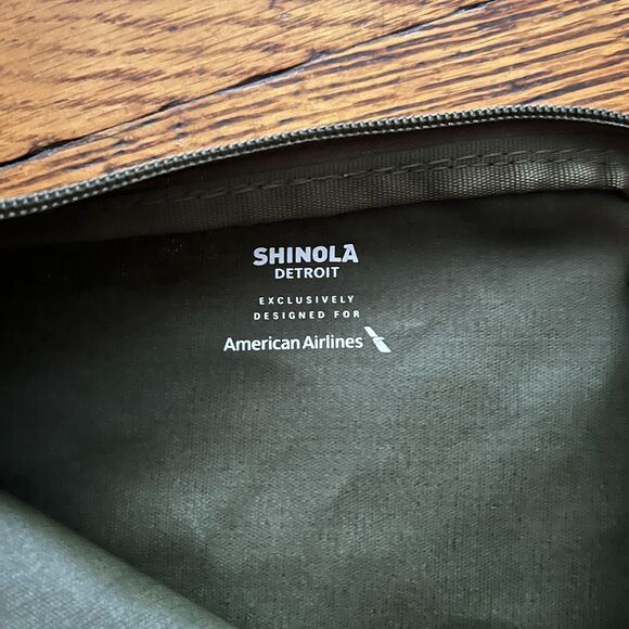 Shinola Detroit Green Canvas Airline Amenity Toiletries Travel Bag Pouch Only - Picture 3 of 6